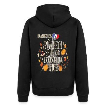Tour Eiffel Citrouille Paris Automne France Automne i - Veste à capuche bio Premium Unisexe - noir - Dos - Nico (187cm)