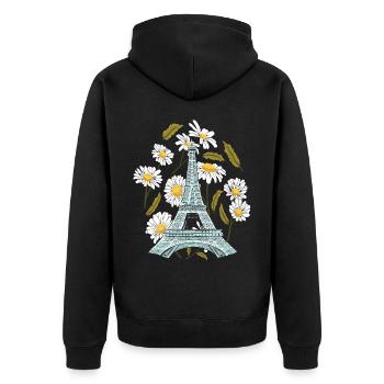 Tour Eiffel Fleur d’automne Paris Automne en France - Veste à capuche bio Premium Unisexe - noir - Dos - Nico (187cm)