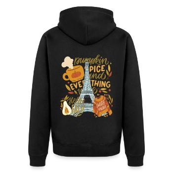 Paris Hello Autumn Pumpkins sur la Tour Eiffel Automne - Veste à capuche bio Premium Unisexe - noir - Dos - Nico (187cm)
