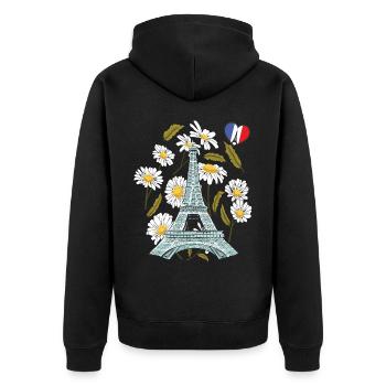 Tour Eiffel en automne Paris souvenir automne en Fran - Veste à capuche bio Premium Unisexe - noir - Dos - Nico (187cm)