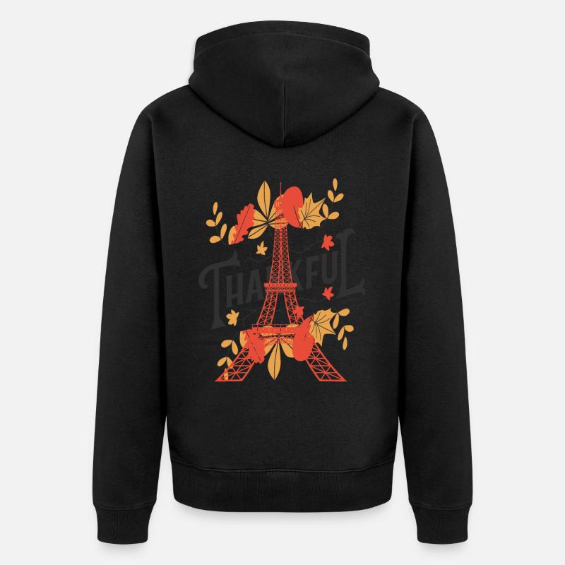 Tour Eiffel L’automne quitte Paris Souvenir Automne le - Veste à capuche bio Premium Unisexe - noir
