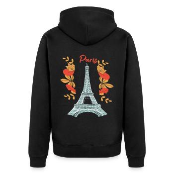 Paris avec les feuilles d’automne Tour Eiffel en automne Fran - Veste à capuche bio Premium Unisexe - noir - Dos - Nico (187cm)
