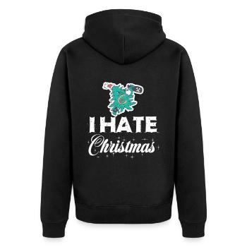 Crazy Christmas Tree Funny Punk Ironic - Unisex Premium Organic Zip Hoodie - black - Back - Nico (187cm)