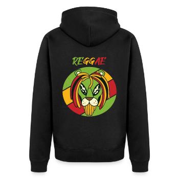 Rasta Löwe Reggae Retro Jamaika Souvenir Rastafari - Unisex Premium Bio Zip Hoodie - Schwarz - Hinten - Nico (187cm)