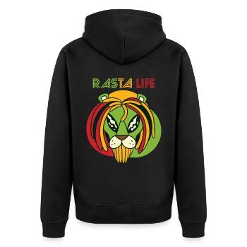 Good Vibes Only Lion Jamaica Heart Reggae Souvenir R - Veste à capuche bio Premium Unisexe - noir - Dos - Nico (187cm)