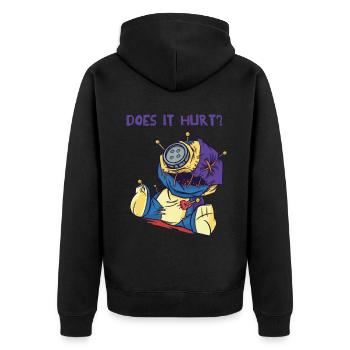 Voodoo-Puppe Tut es weh? Gruselige Halloween-Hexer - Unisex Premium Bio Zip Hoodie - Schwarz - Hinten - Nico (187cm)