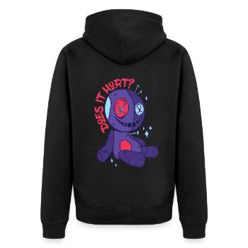 Voodoo tut es weh? Gruselige Halloween-Hexerei Pup - Unisex Premium Bio Zip Hoodie - Schwarz - Hinten - Nico (187cm)