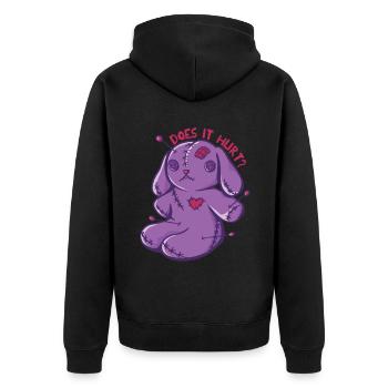 Voodoo bunnies Does it hurt? Voodoo Doll Halloween - Unisex Premium Organic Zip Hoodie - black - Back - Nico (187cm)
