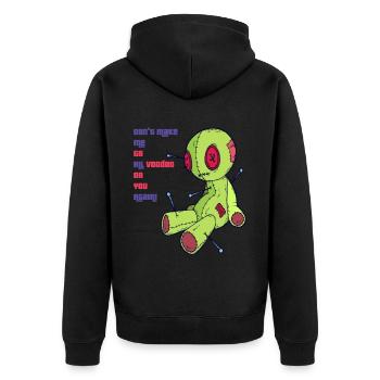 Voodoo auf dich! Hexerei Gruseliges Halloween Kost - Unisex Premium Bio Zip Hoodie - Schwarz - Hinten - Nico (187cm)