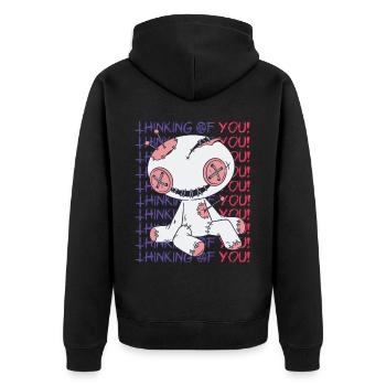 Poupée vaudou effrayante qui pense à vous sorcellerie - Veste à capuche bio Premium Unisexe - noir - Dos - Nico (187cm)