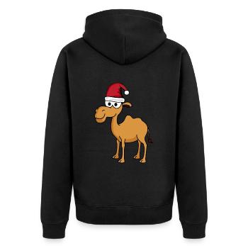 Kamel Comic Weihnachten - Unisex Premium Bio Zip Hoodie - Schwarz - Hinten - Nico (187cm)