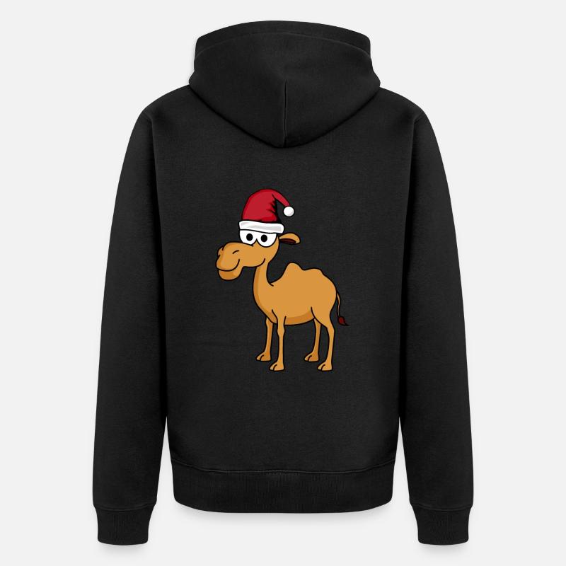 Kamel Comic Weihnachten - Unisex Premium Bio Zip Hoodie - Schwarz