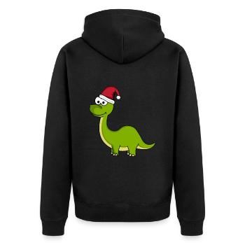Dinosaur brontosaurus Christmas - Unisex Premium Organic Zip Hoodie - black - Back - Nico (187cm)