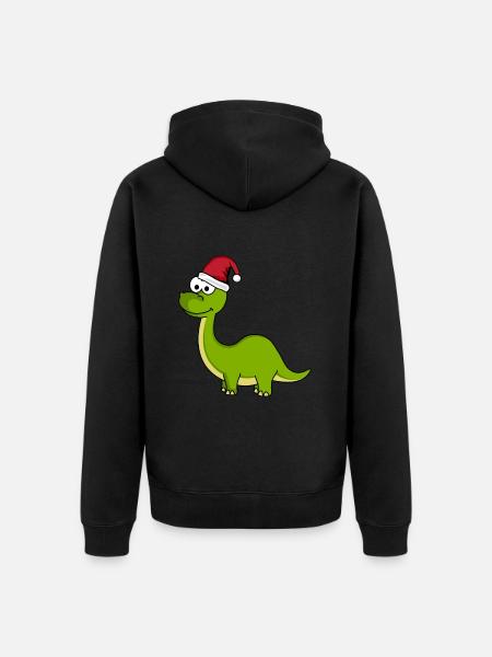 Dinosaur brontosaurus Christmas - Unisex Premium Organic Zip Hoodie - black
