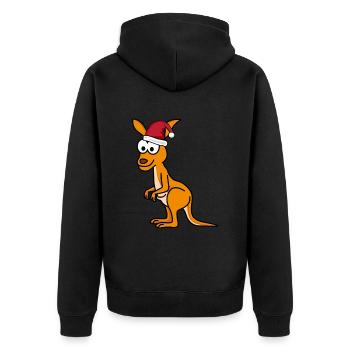 Kangaroo Comic Weihnachten - Unisex Premium Bio Zip Hoodie - Schwarz - Hinten - Nico (187cm)