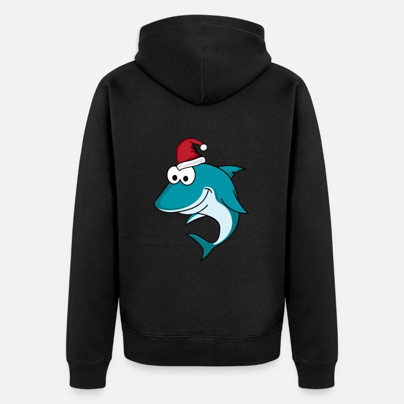Shark Comic Noël - Veste à capuche bio Premium Unisexe - noir