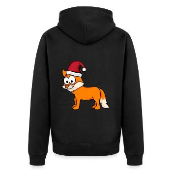 Fuchs Comic Weihnachten - Unisex Premium Bio Zip Hoodie - Schwarz - Hinten - Nico (187cm)