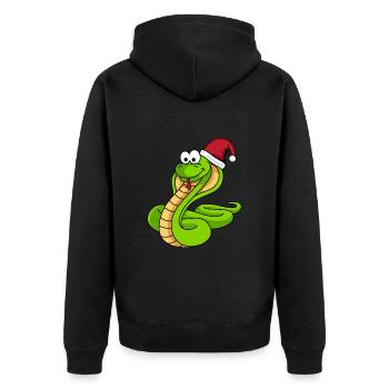 Schlange Kobra Comic Weihnachten - Unisex Premium Bio Zip Hoodie - Schwarz - Hinten - Nico (187cm)