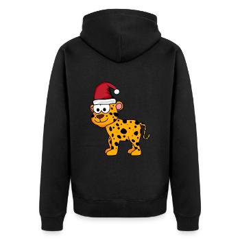 Leopard Comic Weihnachten - Unisex Premium Bio Zip Hoodie - Schwarz - Hinten - Nico (187cm)