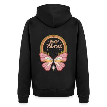 Retro Butterfly Friendly Flower Automne Printemps - Veste à capuche bio Premium Unisexe - noir - Dos - Nico (187cm)