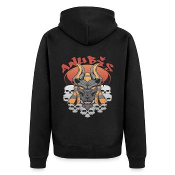 Anubis Egypte Dieu des Morts Egyptologue Pyramides Souv - Veste à capuche bio Premium Unisexe - noir - Dos - Nico (187cm)