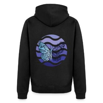 Schmetterling Retro für Frühling Schmetterlinge im - Unisex Premium Bio Zip Hoodie - Schwarz - Hinten - Nico (187cm)