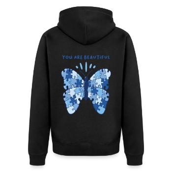 Patchwork Butterfly Be Beautiful Butterfly - Veste à capuche bio Premium Unisexe - noir - Dos - Nico (187cm)
