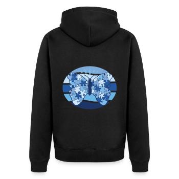 Patchwork Butterfly Flowers Butterflies Herb - Unisex Premium Organic Zip Hoodie - black - Back - Nico (187cm)