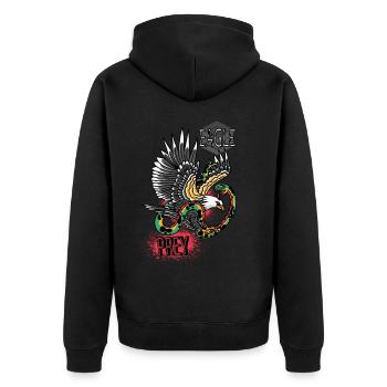 Falke Scharfe Objekte Falknerei Adler Habicht Falk - Unisex Premium Bio Zip Hoodie - Schwarz - Hinten - Nico (187cm)