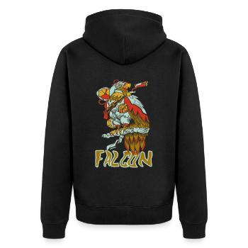 Eagle Nature Fauconnerie de montagne Oiseaux de proie Faucon autour des palombes - Veste à capuche bio Premium Unisexe - noir - Dos - Nico (187cm)