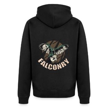 Falkenadler Falknerei Habicht Falken Raubvögel - Unisex Premium Bio Zip Hoodie - Schwarz - Hinten - Nico (187cm)