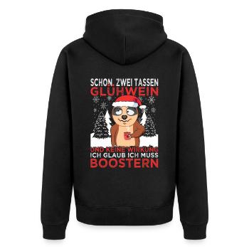 Glühwein Weihnachsmarkt & Ugly Christmas Sprüche - Unisex Premium Bio Zip Hoodie - Schwarz - Hinten - Nico (187cm)