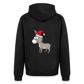 Esel Comic Weihnachten - Unisex Premium Bio Zip Hoodie - Schwarz - Hinten - Nico (187cm)