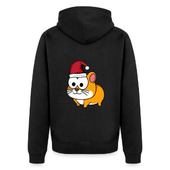 Hamster Comic Weihnachten - Unisex Premium Bio Zip Hoodie - Schwarz - Hinten - Nico (187cm)