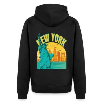 New York City Liberty Island Bridge NY Souvenir US - Unisex Premium Organic Zip Hoodie - black - Back - Nico (187cm)