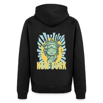 New York City USA Liberty Statue USA - Unisex Premium Bio Zip Hoodie - Schwarz - Hinten - Nico (187cm)