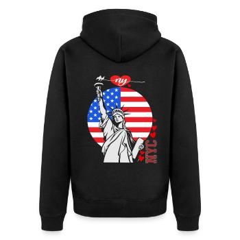 NY Souvenir New York City Manhattan États-Unis - Veste à capuche bio Premium Unisexe - noir - Dos - Nico (187cm)