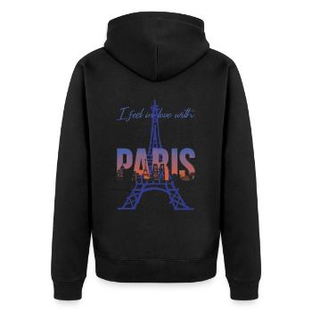 Eiffelturm Ich liebe Paris Bonjour aus Frankreich - Unisex Premium Bio Zip Hoodie - Schwarz - Hinten - Nico (187cm)