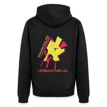 Parkour Jumping Over World Warning Jump Over Every - Unisex Premium Organic Zip Hoodie - black - Back - Nico (187cm)