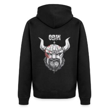 Wikinger Ragnar Odin Walhalla-Krieger Mythologie - Unisex Premium Bio Zip Hoodie - Schwarz - Hinten - Nico (187cm)