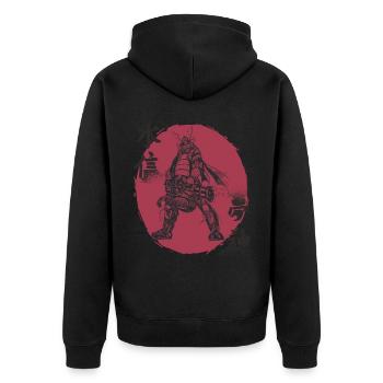Funny Samurai with Gatling Japanese Warrior B - Unisex Premium Organic Zip Hoodie - black - Back - Nico (187cm)