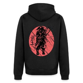 Samurai Krieger Ninja Japanische Kunst Japan Katan - Unisex Premium Bio Zip Hoodie - Schwarz - Hinten - Nico (187cm)