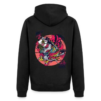 Dragon Japonais Fille Samouraï Guerrière Japonaise - Veste à capuche bio Premium Unisexe - noir - Dos - Nico (187cm)