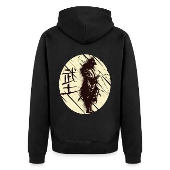Japanese Art Samurai Japanese Warrior Kata - Unisex Premium Organic Zip Hoodie - black - Back - Nico (187cm)
