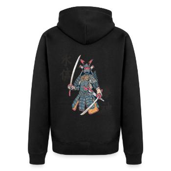 Samurai Retro Japanese Art Ninja Japanese K - Unisex Premium Organic Zip Hoodie - black - Back - Nico (187cm)