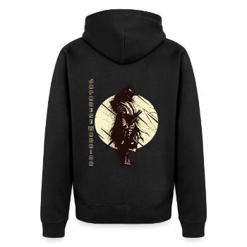 Japanischer Krieger Samurai Japanische Kunst Katan - Unisex Premium Bio Zip Hoodie - Schwarz - Hinten - Nico (187cm)