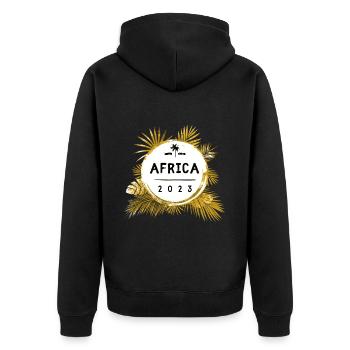 Afrika 2023 Bunt - Unisex Premium Bio Zip Hoodie - Schwarz - Hinten - Nico (187cm)