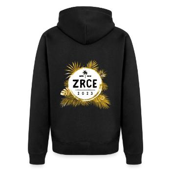 Zrce 2023 Bunt - Unisex Premium Bio Zip Hoodie - Schwarz - Hinten - Nico (187cm)