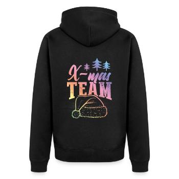 X-Mas Team Weihnachten - Unisex Premium Bio Zip Hoodie - Schwarz - Hinten - Nico (187cm)