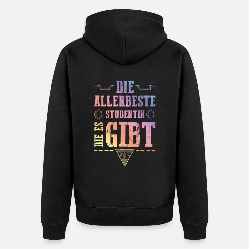 Allerbeste Studentin - Unisex Premium Bio Zip Hoodie - Schwarz